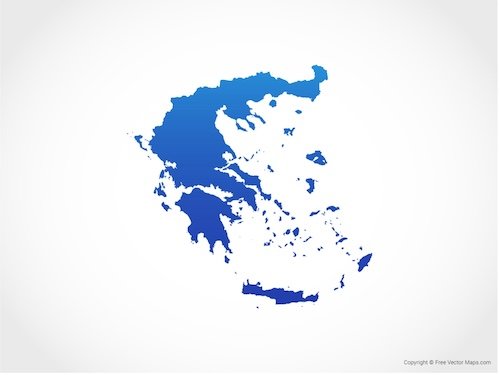 Blue Vector Map of Greece