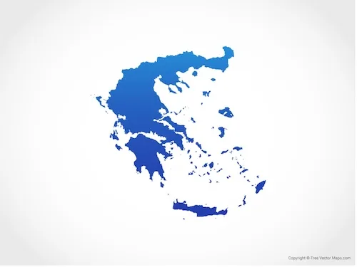 Blue Vector Map of Greece